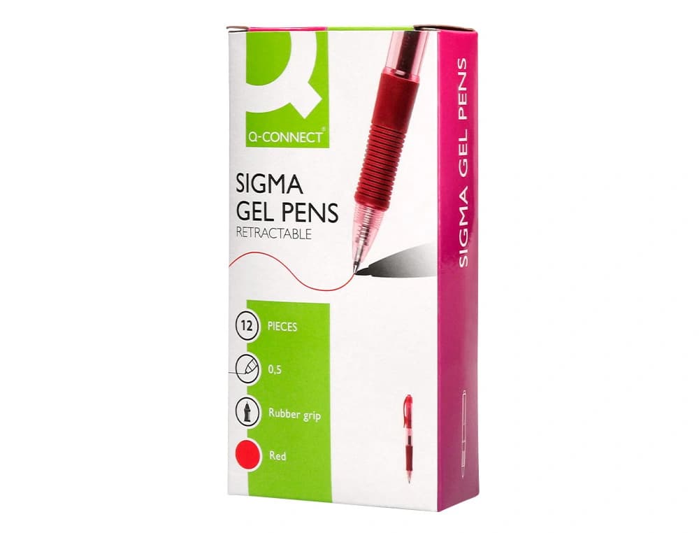 Boligrafo q-connect sigma retractil con sujecion de caucho tinta gel 0,5 mm