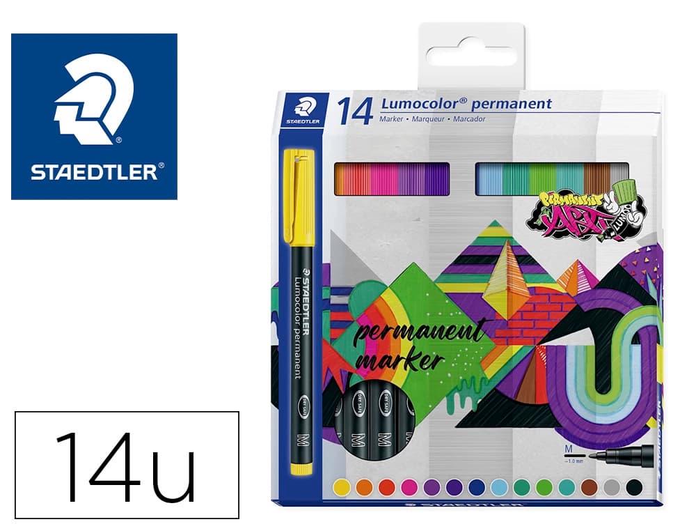 Staedtler Rotulador staedtler lumocolor retroproyeccion punta de fibra permanente 317 caja de 14 unidades colores surtidos