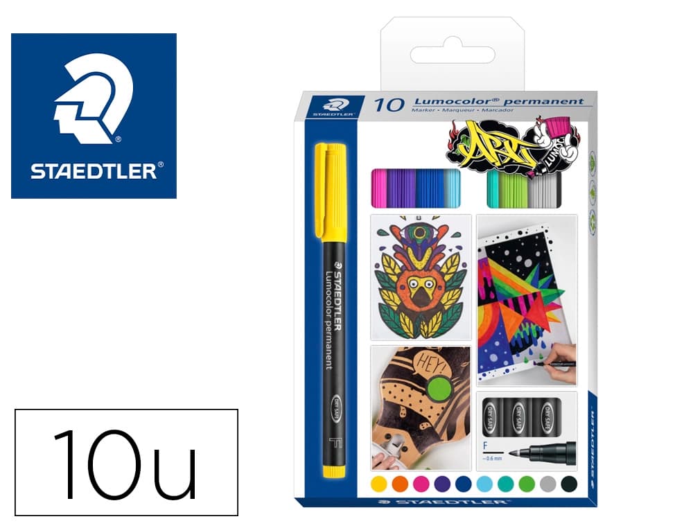 Staedtler Rotulador staedtler lumocolor retroproyeccion punta de fibra permanente 318 caja de 10 unidades colores surtidos