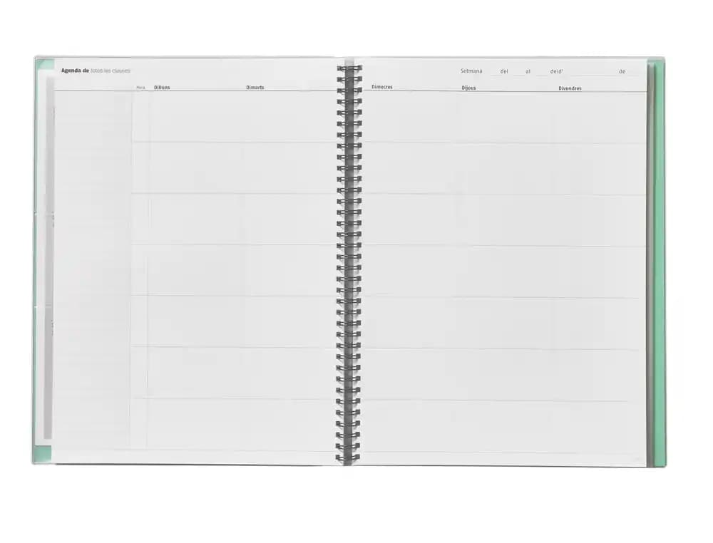 Cuaderno de todas las clases profesorado catalan additio 136 paginas semana vista color azul 225x310 mm