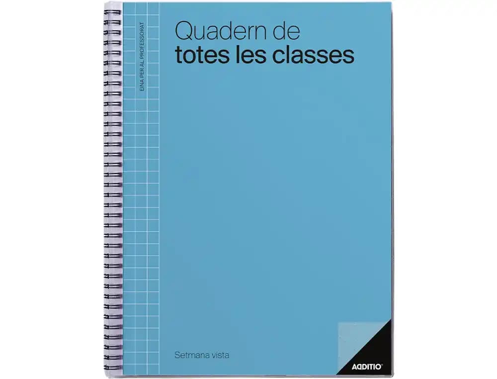 Cuaderno de todas las clases profesorado catalan additio 136 paginas semana vista color azul 225x310 mm