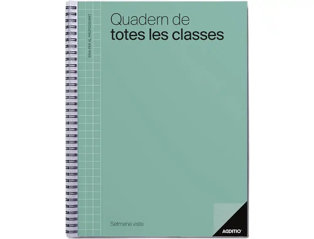 Cuaderno de todas las clases profesorado catalan additio 136 paginas semana vista color azul 225x310 mm