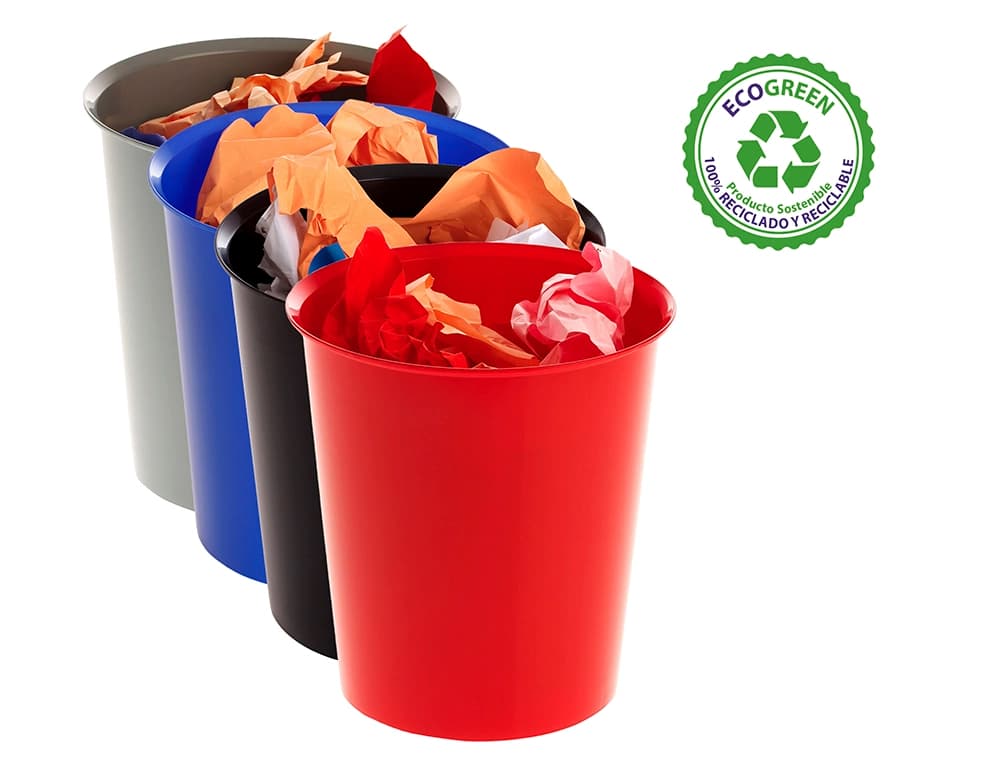 Papelera plastico archivo 2000 ecogreen 100% reciclada 18 litros 290x310 mm