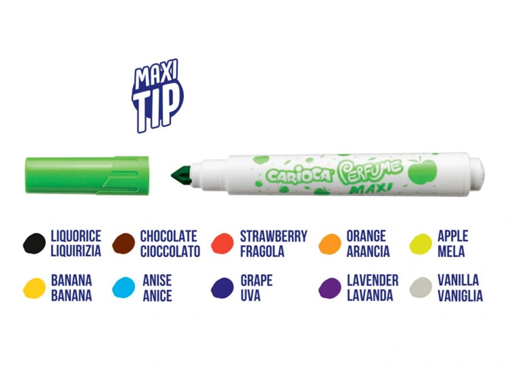 Rotulador carioca perfumado punta maxi lavable caja de 10 unidades colores surtidos