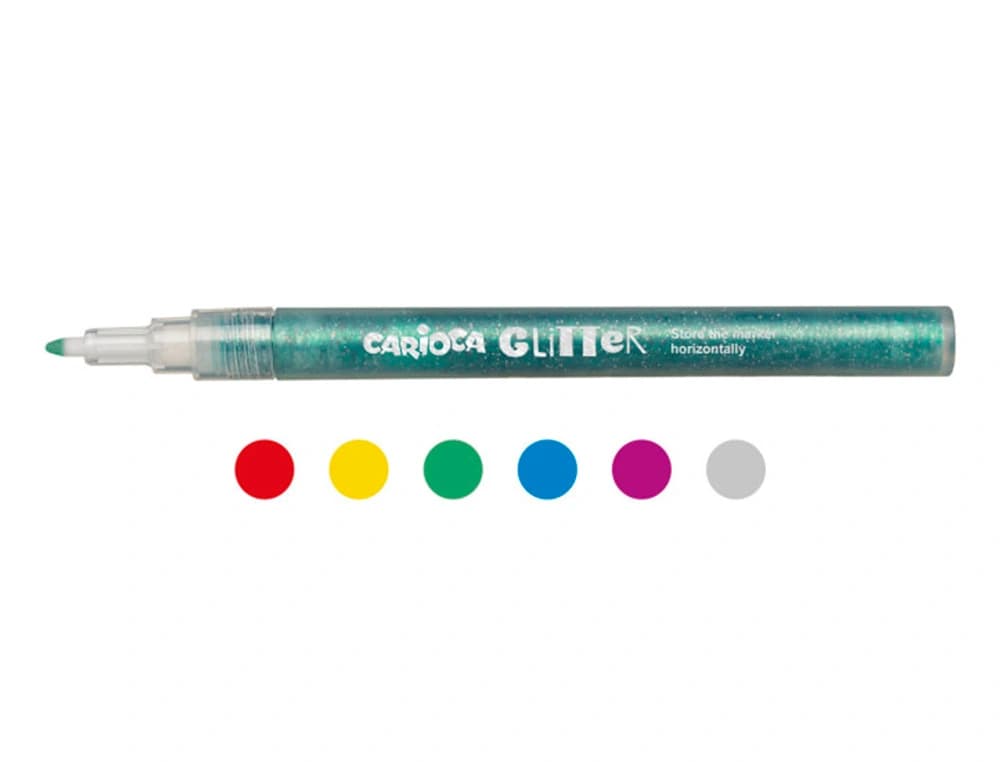 Rotulador carioca glitter purpurina punta 1 mm caja de 6 unidades colores surtidos