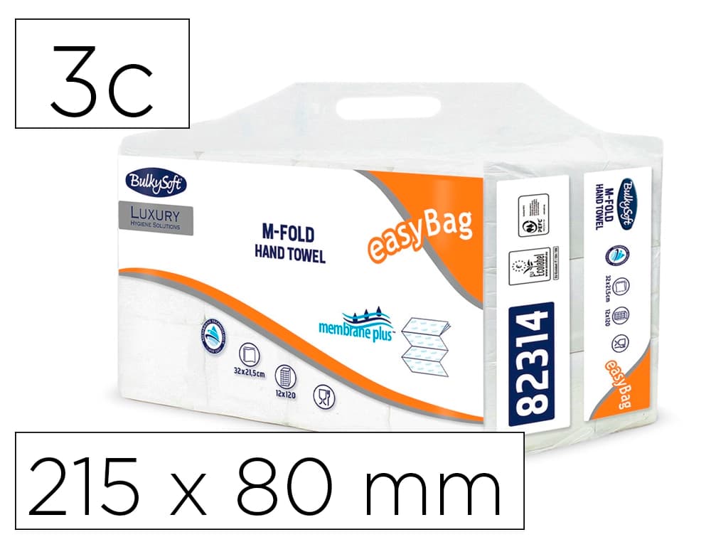 Blanca Toalla engarzada ofyhostel bulkysoft gofrada membrane plus 3 capas plegado m 215 x 80 mm