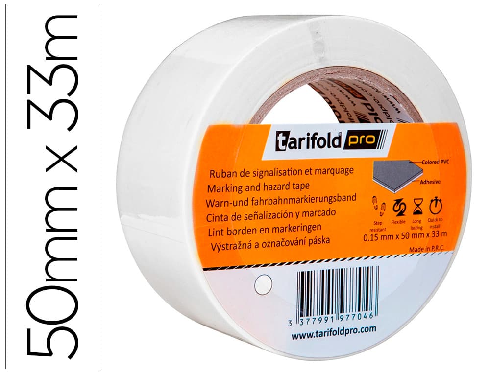 Djois Cinta adhesiva djois para marcaje y señalizacion de suelo 33 mt x 50 mm color blanco