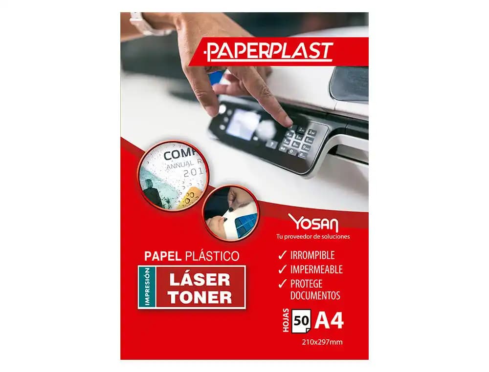 Yosan Papel plastico yosan paperplast poliester blanco brillo din a4 200 mc imprimible paquete de 50 hojas