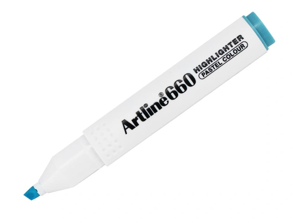 Rotulador fluorescente Artline EK-660 de punta biselada con clip – Azul pastel