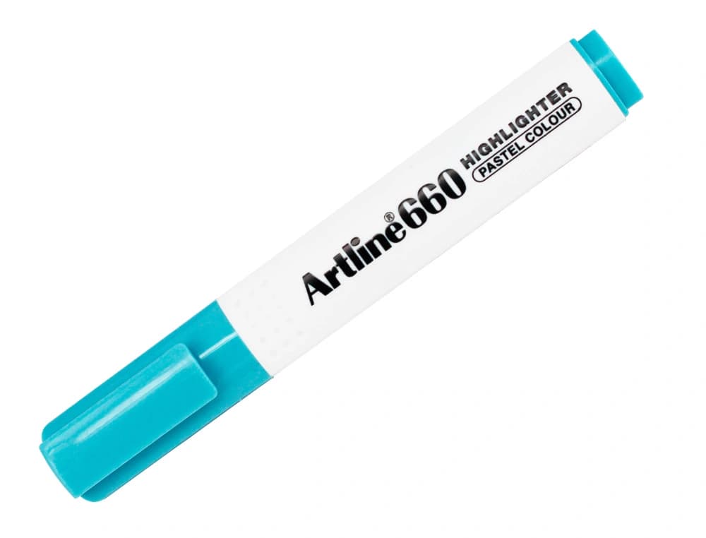 Rotulador fluorescente Artline EK-660 de punta biselada con clip – Azul pastel