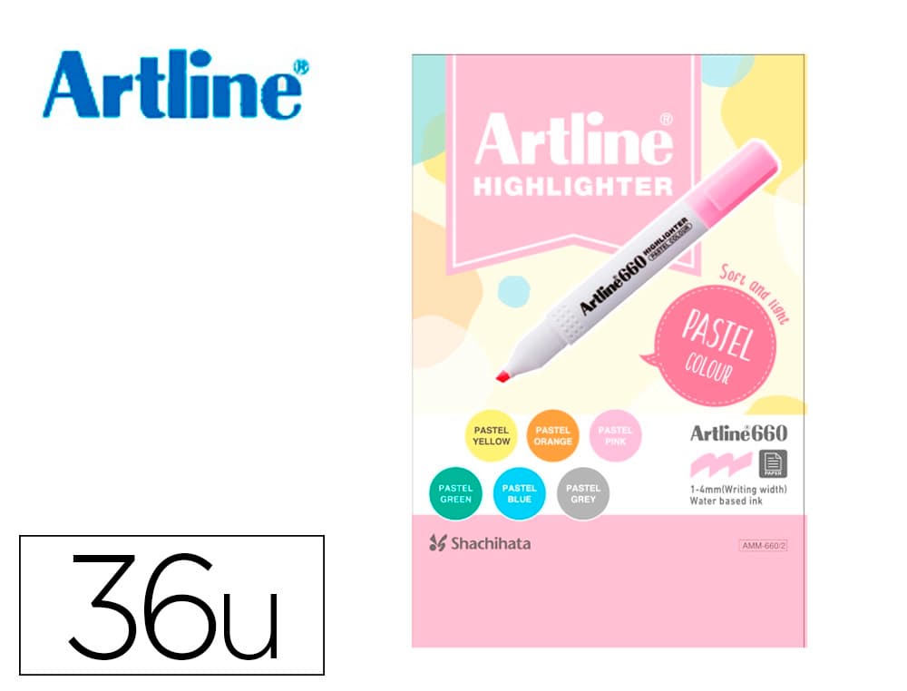 Artline Rotulador artline fluorescente ek-660 colores pastel expositor de 36 unidades colores surtidos