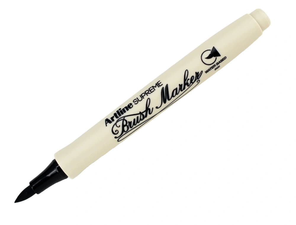 Rotulador Artline Supreme Brush EPFS de punta tipo pincel y trazo fino, pintura a base de agua – Negro