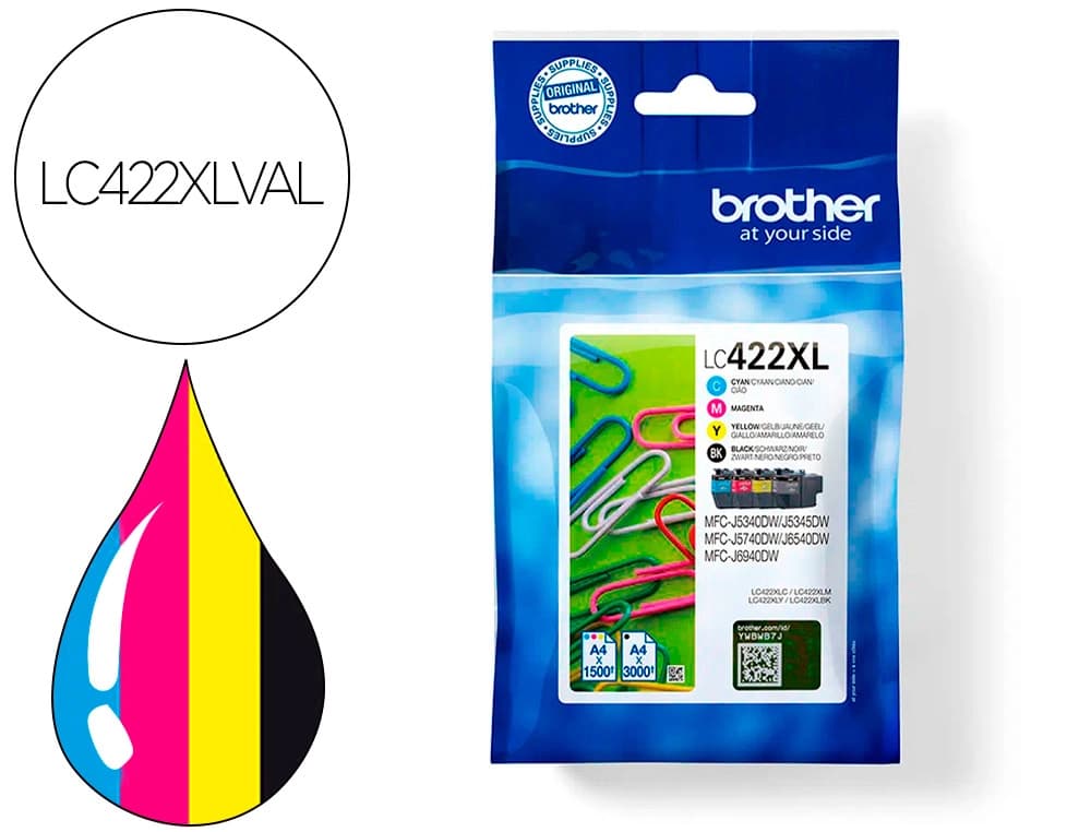 Brother Ink-jet brother lc-422xlval mfc-j5340dw / mfc-j5740dw / mfc-j6540dw / mfc-j6940dw 3000 paginas negro 1500