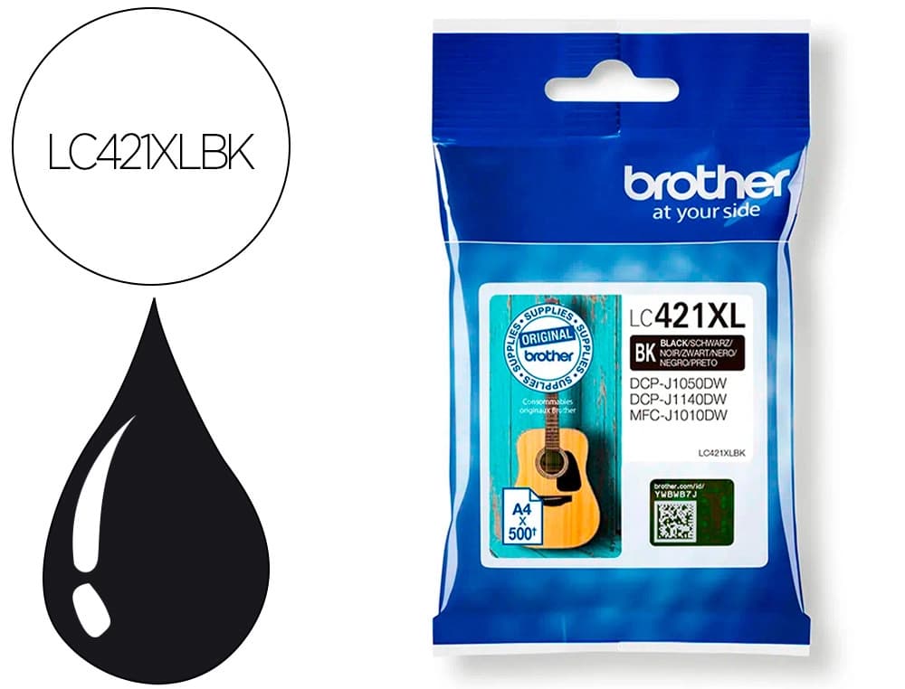 Brother Ink-jet brother lc421xlbk dcp-j1050dw / dcp-j1140dw / mfc-j10 negro 500 paginas