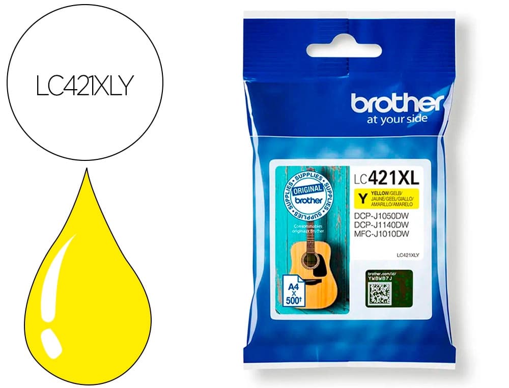 Brother Ink-jet brother lc421xly dcp-j1050dw / dcp-j1140dw / mfc-j10 amarillo 500 paginas