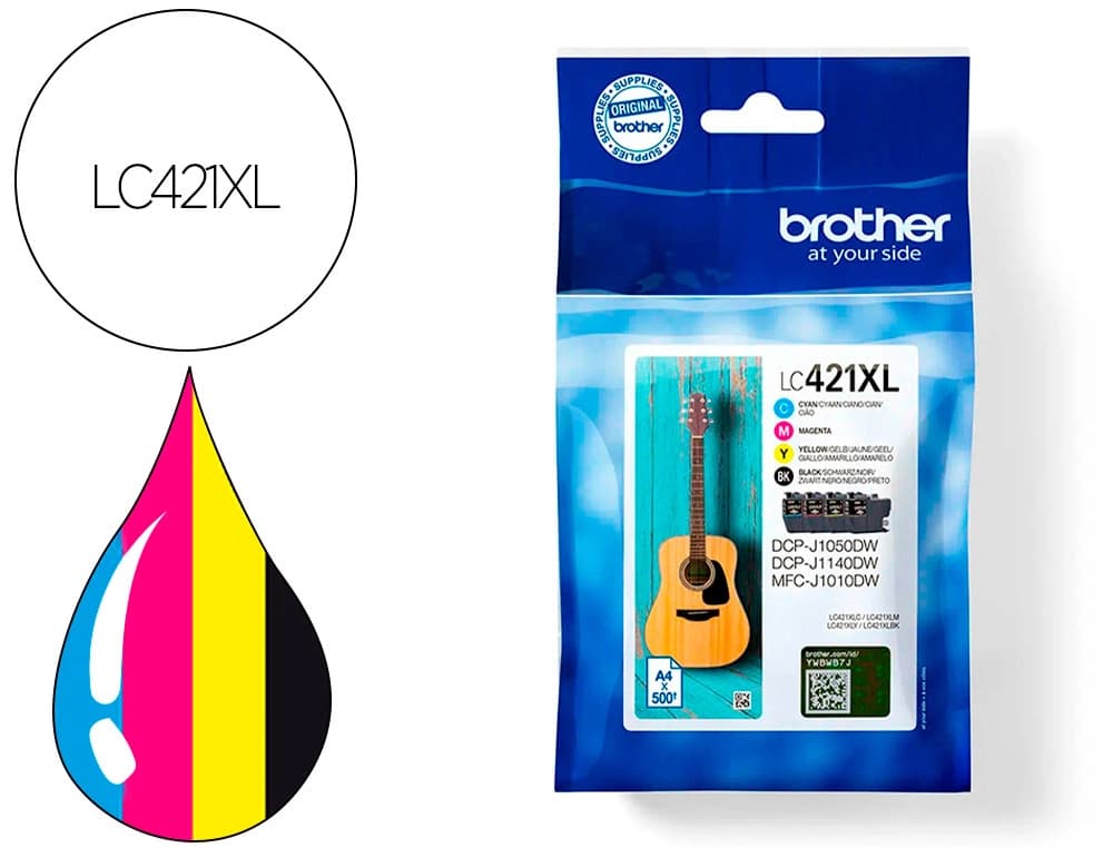 Brother Ink-jet brother lc421xlval dcp-j1050dw / dcp-j1140dw / mfc-j10 pack 4 colores 500 paginas