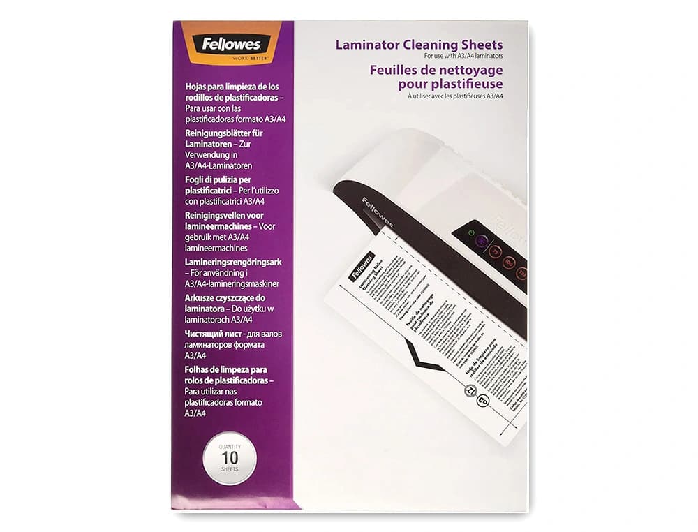 Hoja de limpieza fellowes para plastificadoras pack de 10 unidades