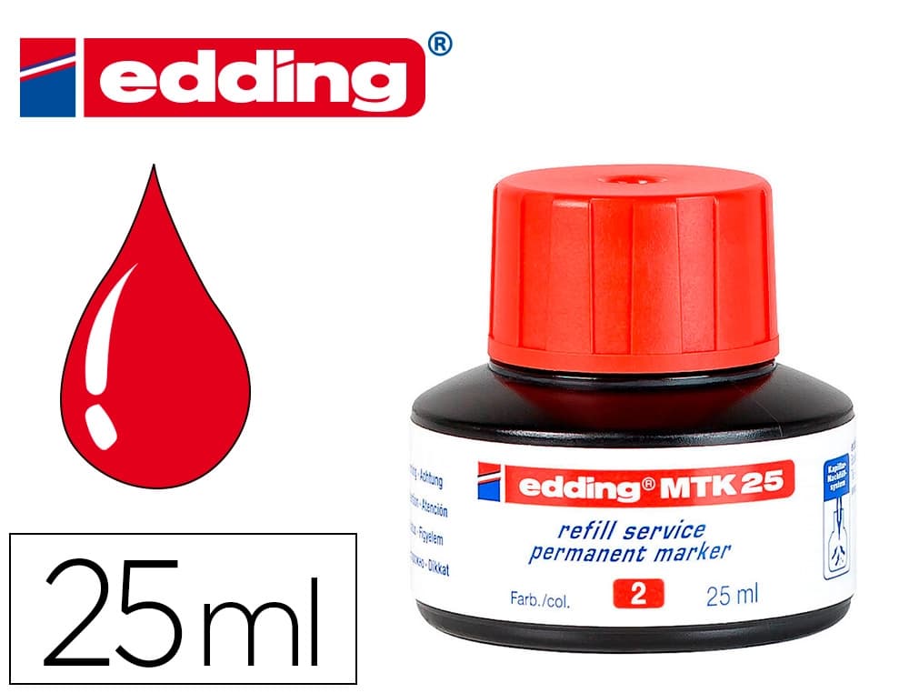 Edding Tinta rotulador edding mtk25 con sistema capilar color rojo frasco de 25 ml