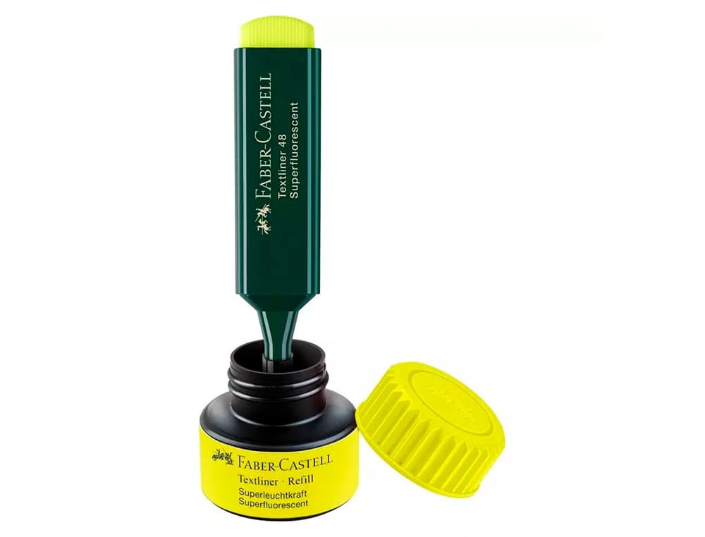 Tinta rotulador faber castell textliner fluorescente 1549 con sistema capilar bote 30 ml