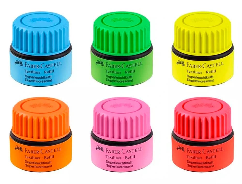 Tinta rotulador faber castell textliner fluorescente 1549 con sistema capilar bote 30 ml
