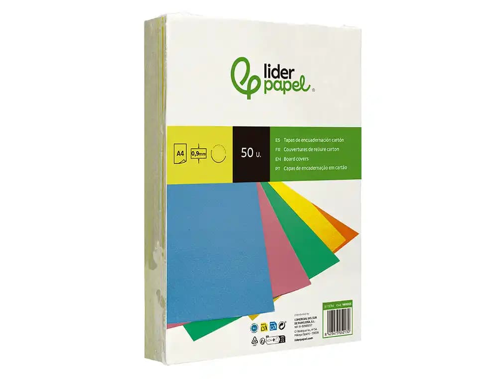 Tapa de encuadernación Liderpapel de cartón fluorescente de 0,9 mm, DIN A4, paquete de 50 unidades – Amarillo intenso