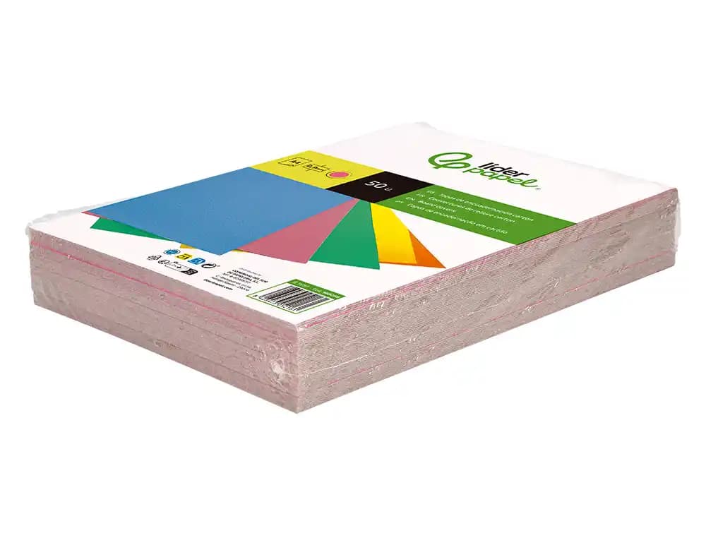 Tapa encuadernacion liderpapel carton a4 0,9mm fluor paquete de 50 unidades
