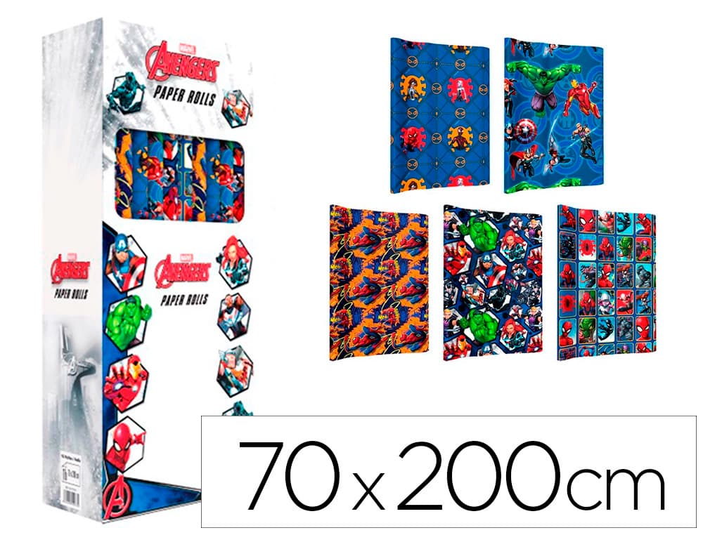 Basika Papel de regalo basika marvel rollo ancho 70 cm longitud 2 m diseños surtidos