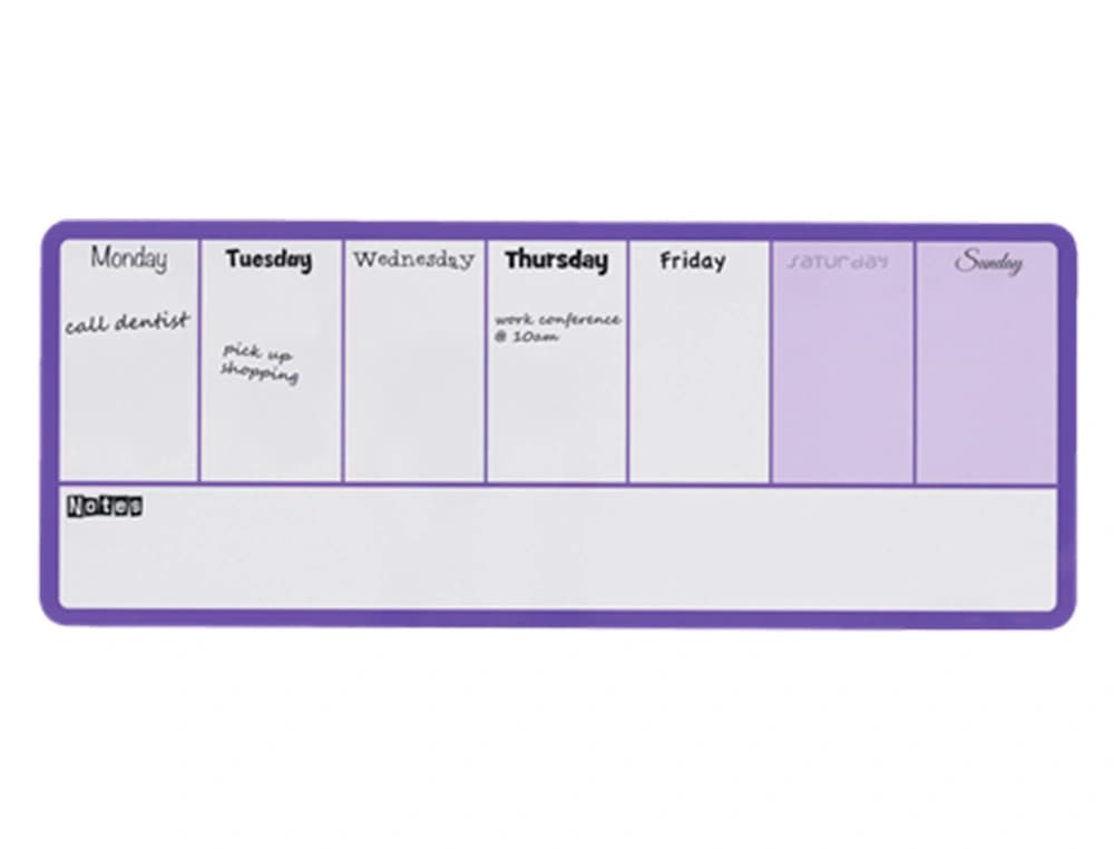 Miniplanificador semanal Nobo de pizarra magnética, 140 × 360 mm – Violeta