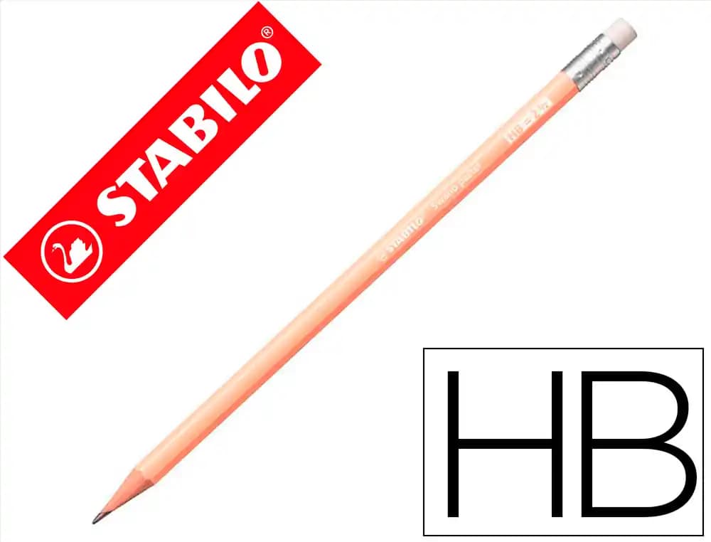 Stabilo Lapices de grafito con goma stabilo swano mina 2,2 mm dureza hb melocoton pastel