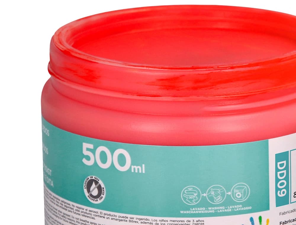Pintura de dedos Liderpapel en base agua, tarrina de 500 ml – Rojo