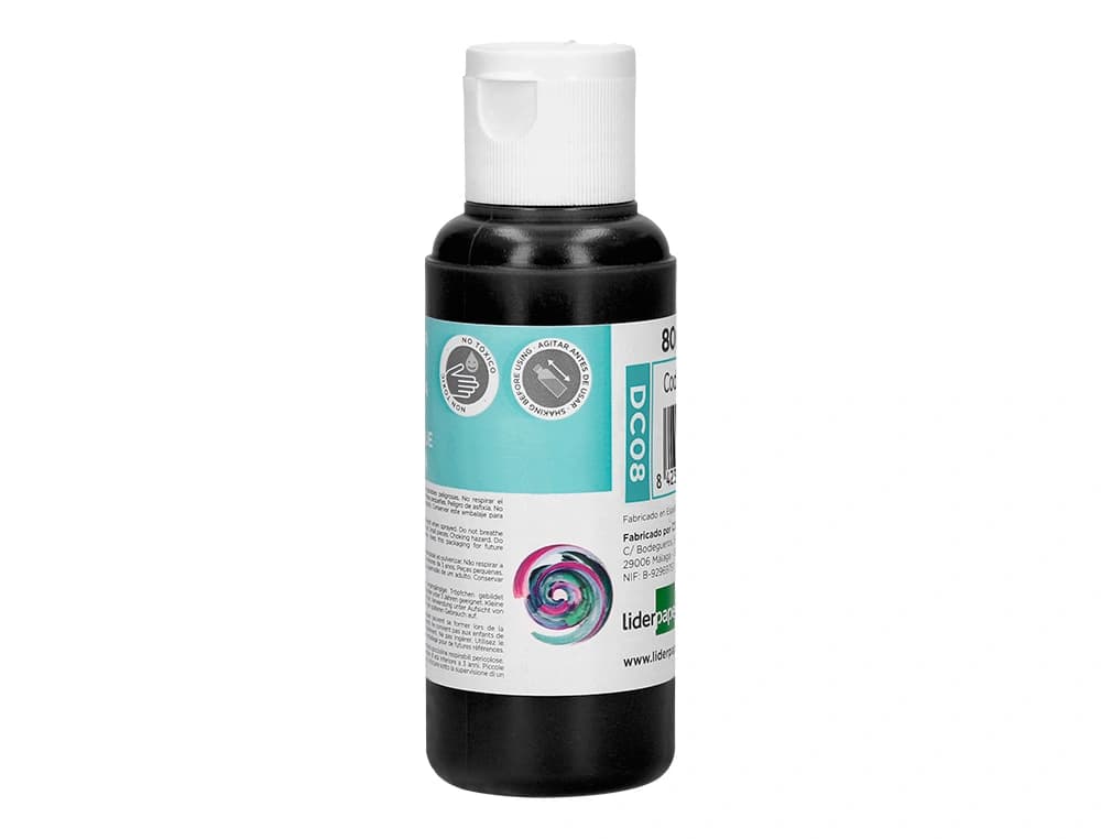 Pintura acrílica Liderpapel con base de agua en bote de 80 ml – Negro