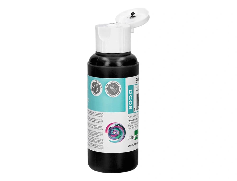 Pintura acrílica Liderpapel con base de agua en bote de 80 ml – Negro