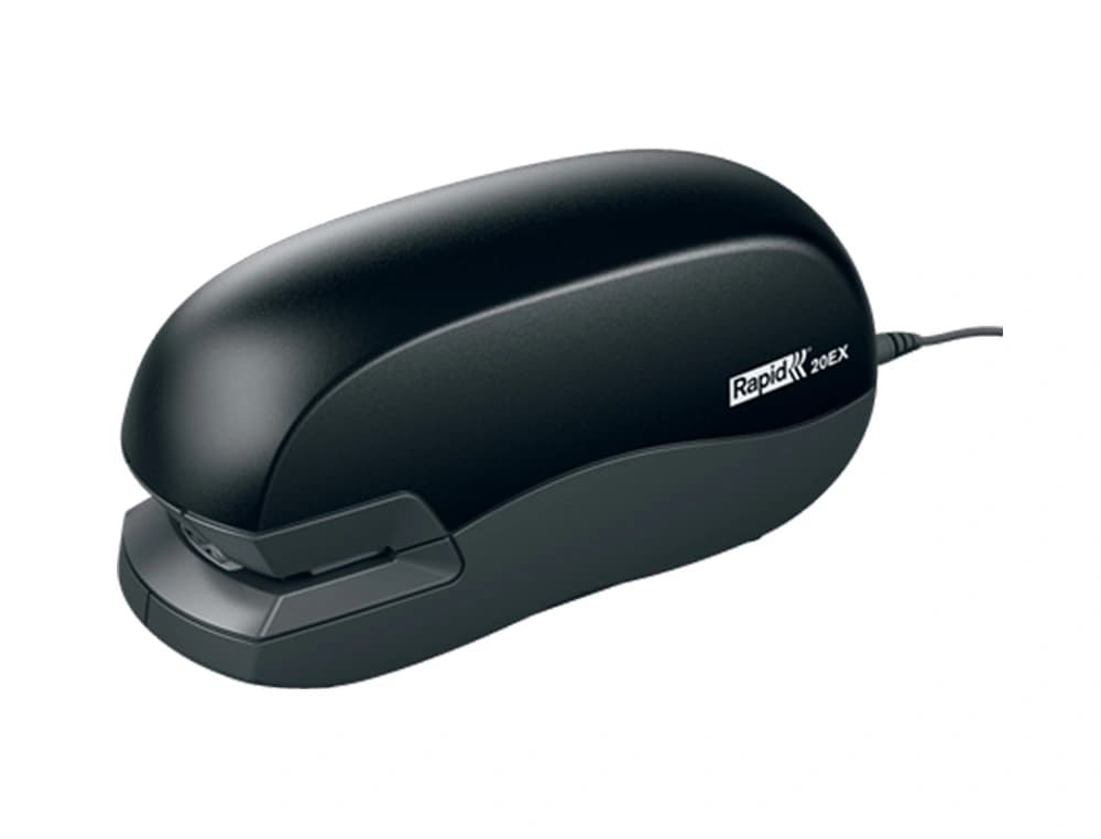 Grapadora rapid electrica 20ex fixativ capacidad de grapado 20 hojas usa grapas 24/6 y 26/6 color negro