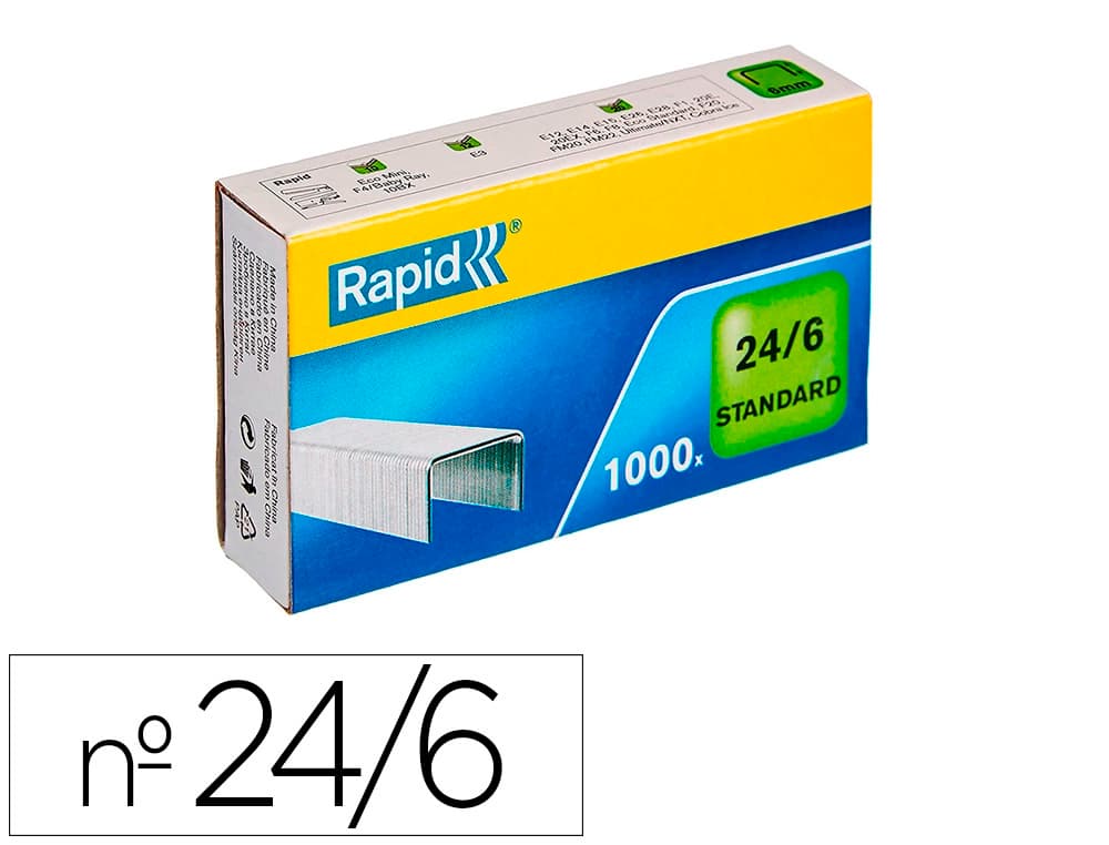 Rapid Grapas rapid 24/6 mm galvanizada caja de 1000 unidades