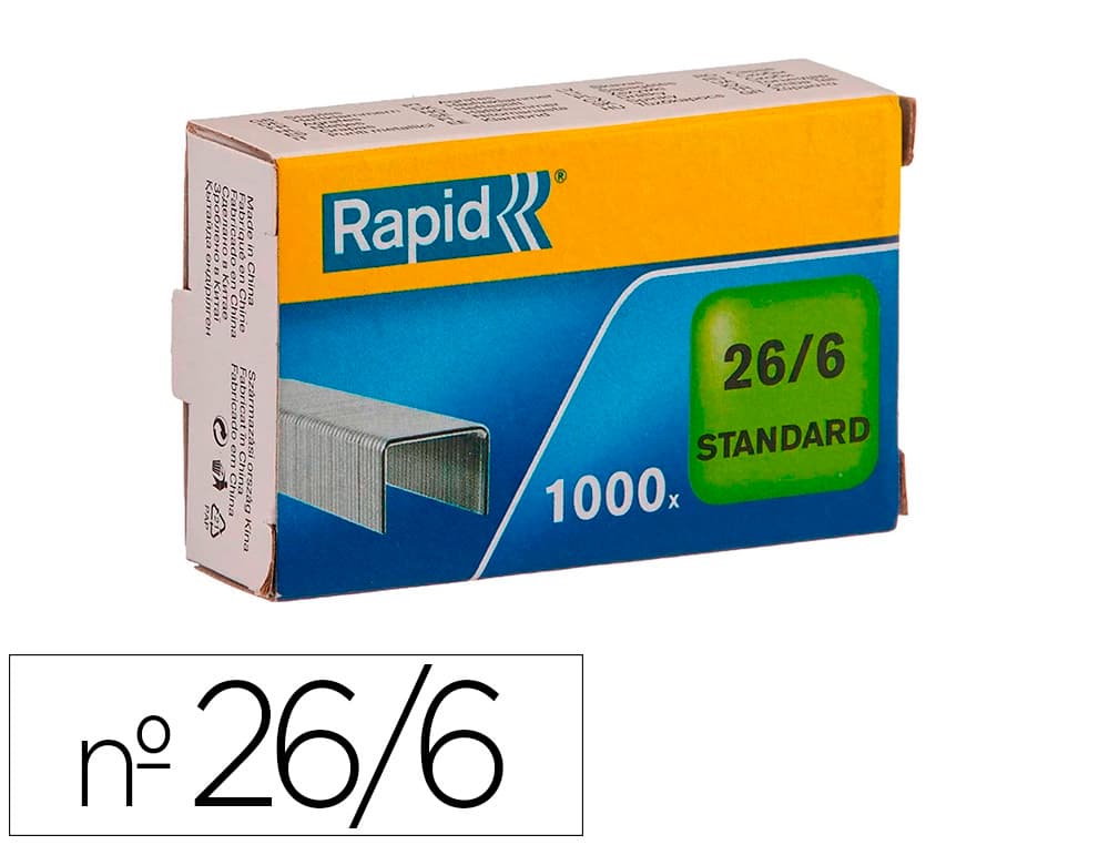 Rapid Grapas rapid 26/6 mm galvanizada caja de 1000 unidades