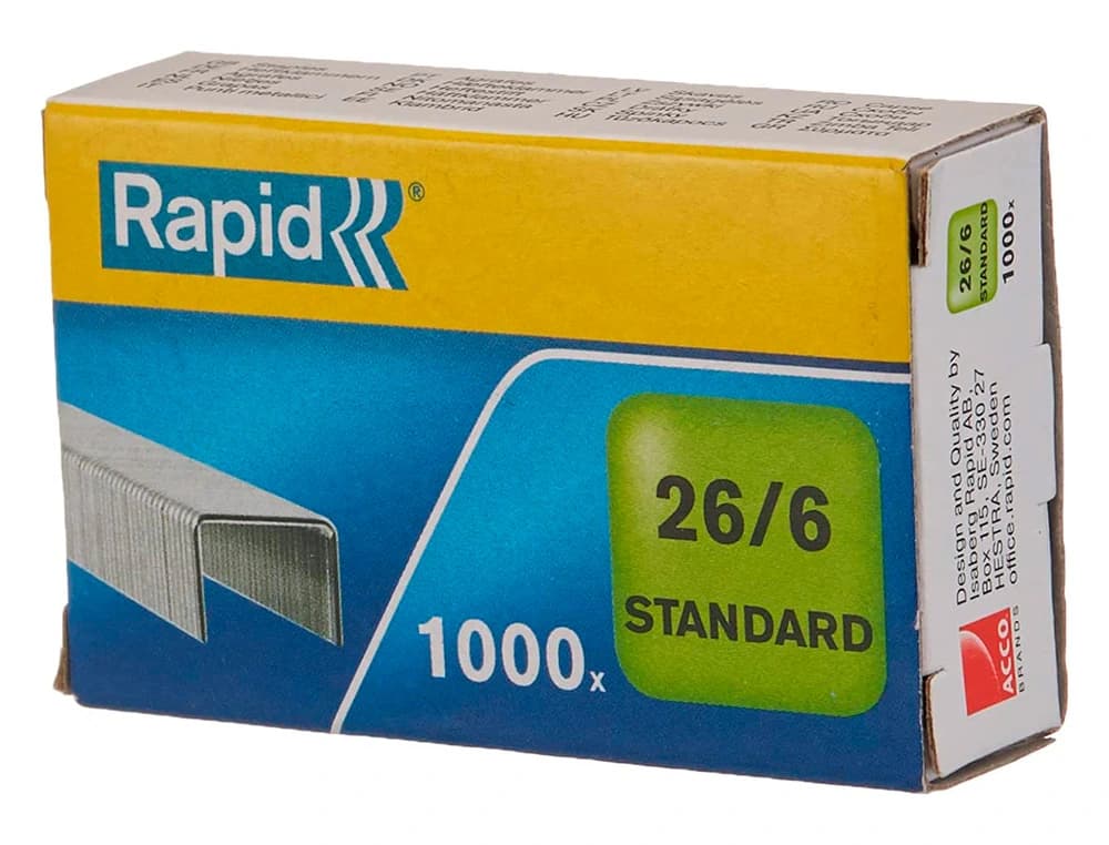 Grapas rapid 26/6 mm galvanizada caja de 1000 unidades