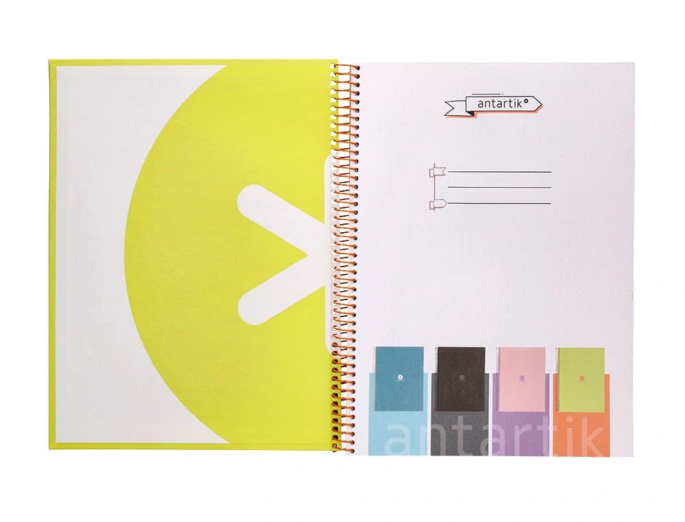Cuaderno espiral a4 micro antartik dots tapa forrada 80h 90 gr rayado puntos 1 banda 4 taladros