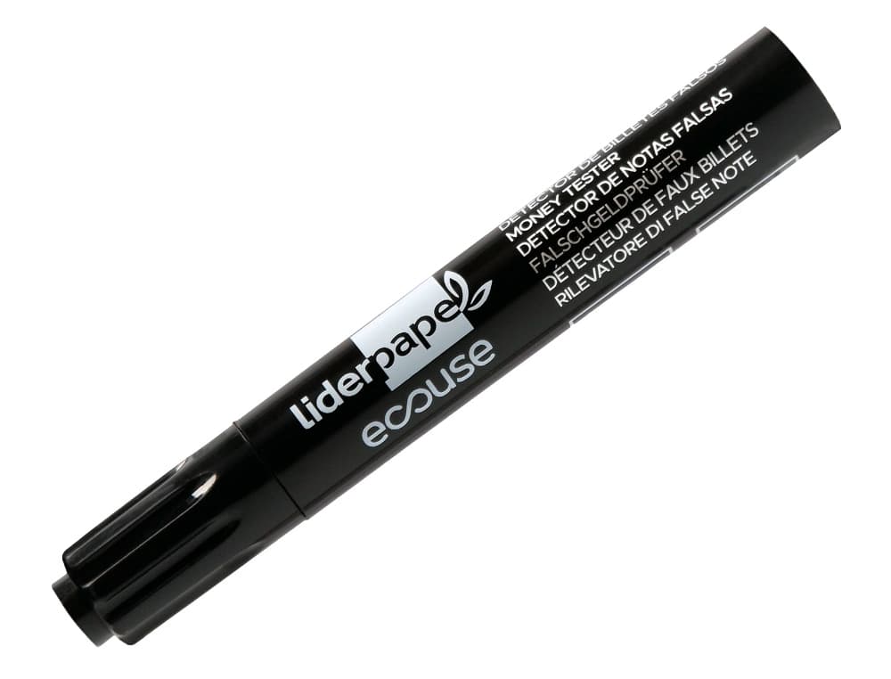 Rotulador liderpapel ecouse detector de billetes falsos cuerpo plastico 100% reciclado en blister