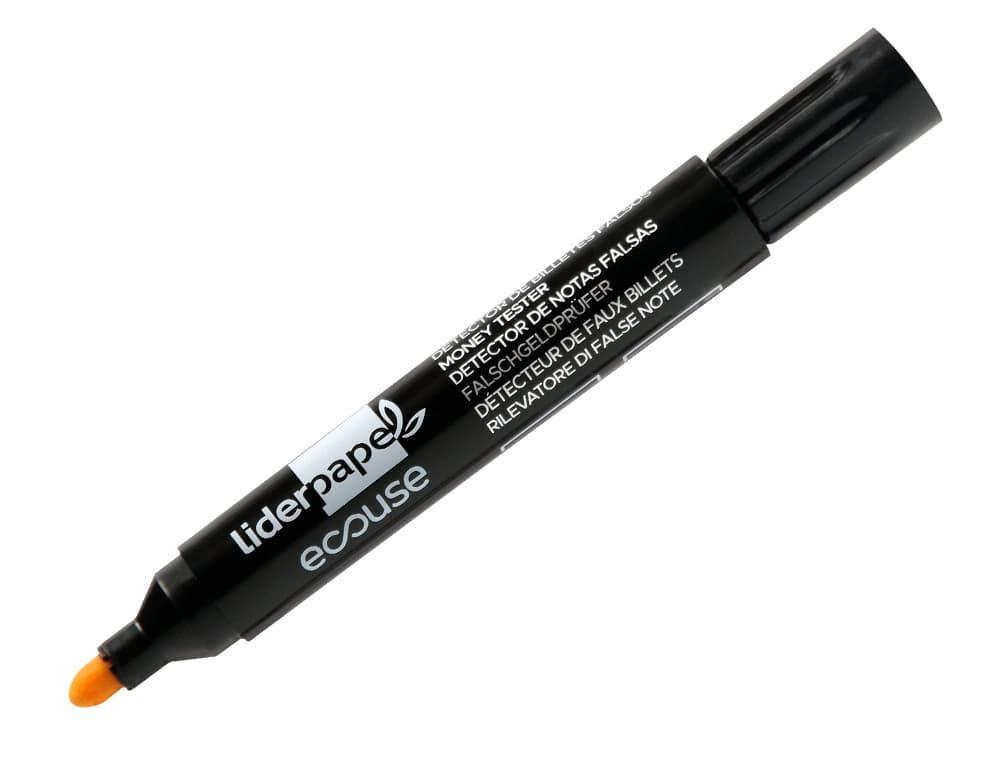 Rotulador liderpapel ecouse detector de billetes falsos cuerpo plastico 100% reciclado en blister