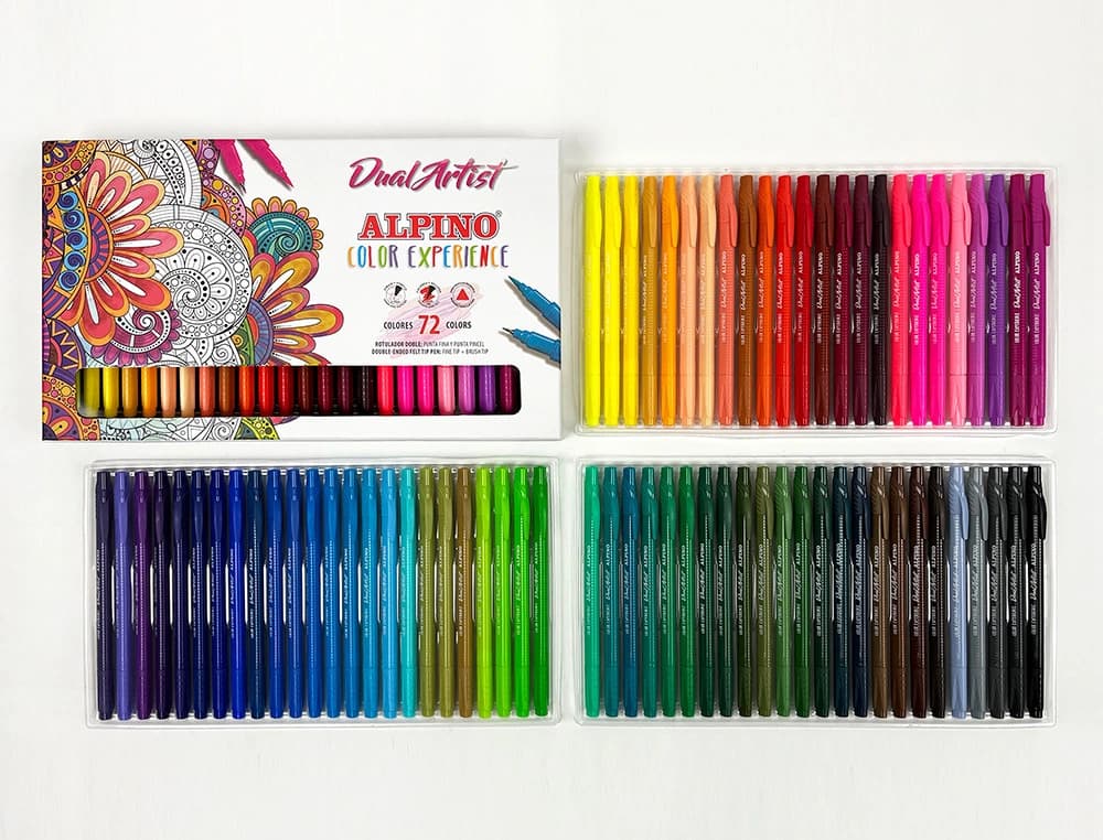 Rotulador alpino dual artist doble punta color experience estuche de 72 unidades colores surtidos