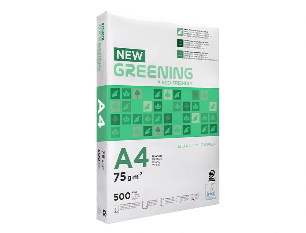 Papel fotocopiadora greening paquete de 500 hojas