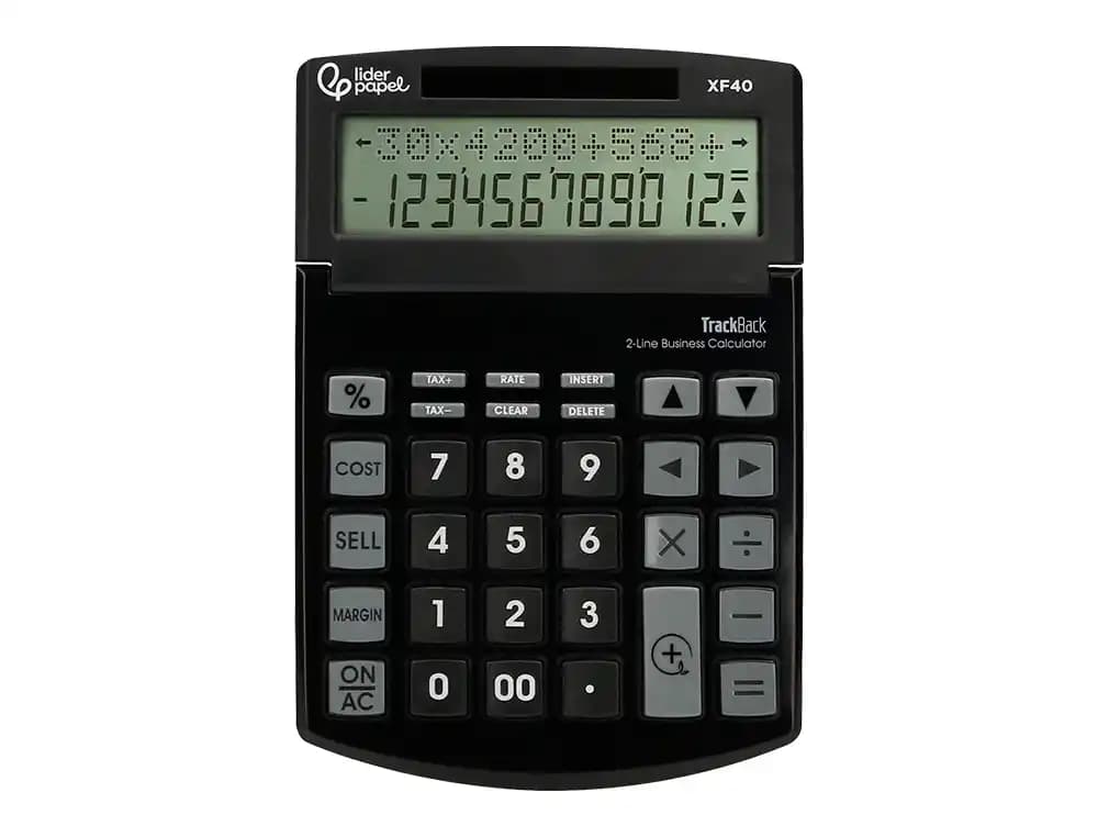 Calculadora liderpapel sobremesa xf40 12 digitos dos lineas solar y pilas negro 175x120x30 mm 40% reciclada