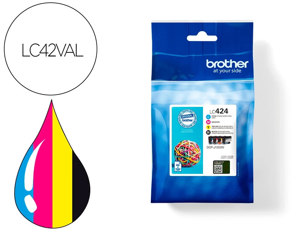 Brother Ink-jet brother lc424val dcp-j1200w pack 4 colores negro / amarillo / cian / magenta 750 hojas