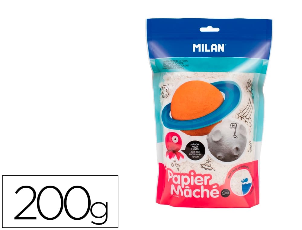 Milan Papel maché Milan blanco en polvo, bolsa de 200 g