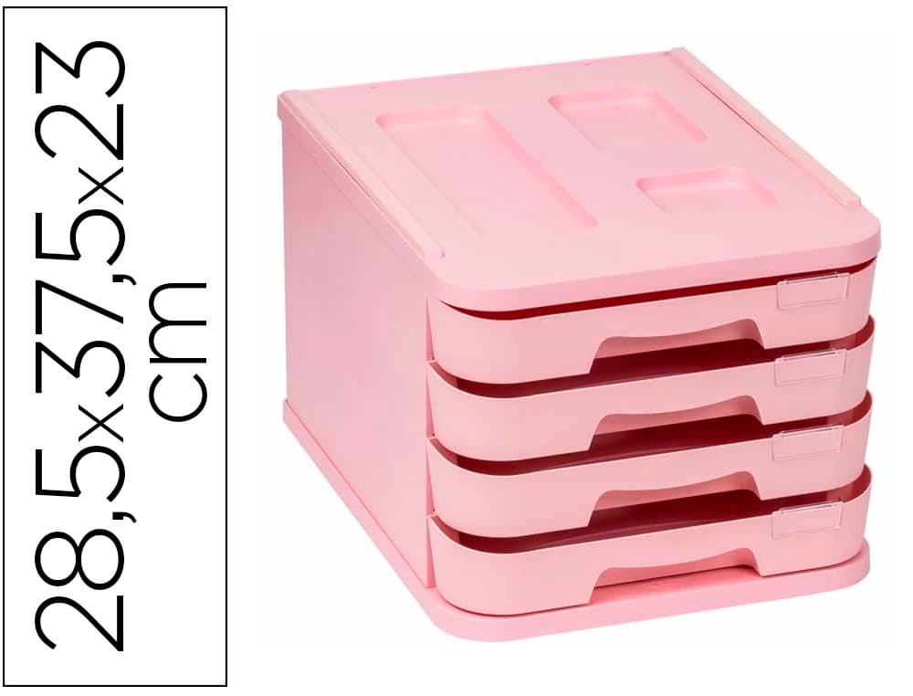 Fichero cajones de sobremesa faibo plastico 100% reciclable 4 cajones 28,5x37,5x23 cm