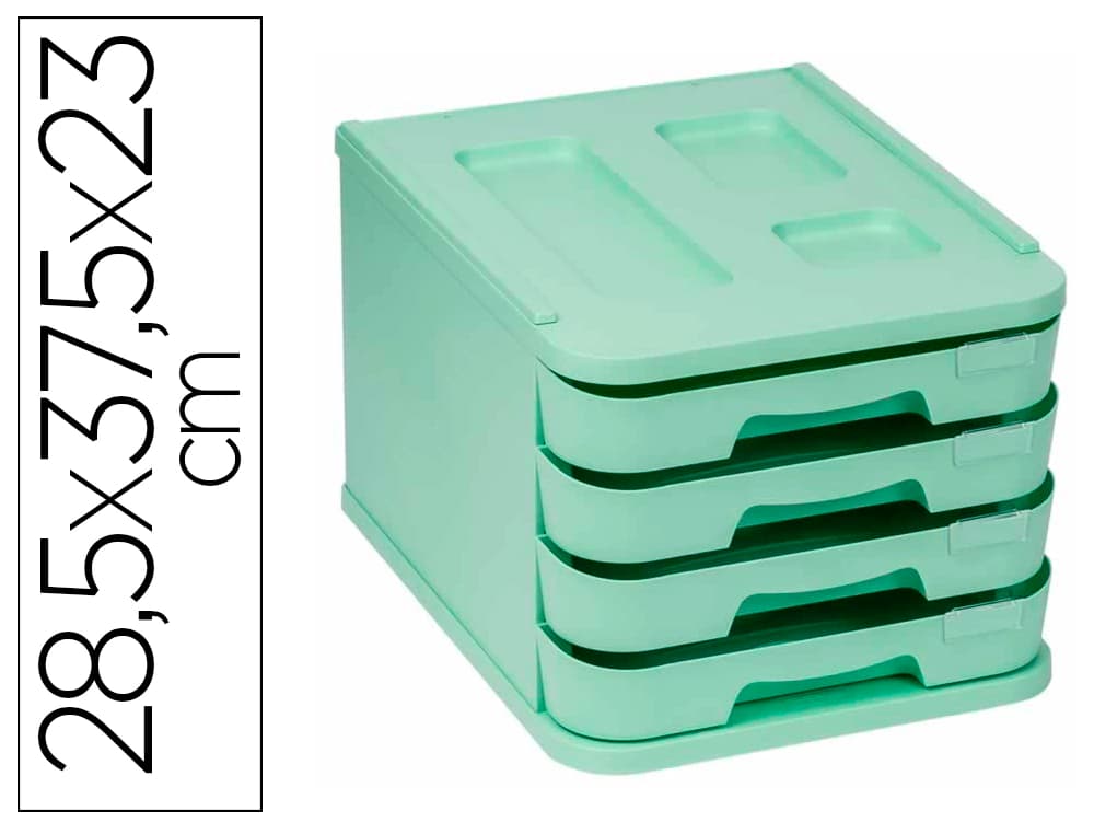 Faibo Fichero cajones de sobremesa faibo plastico 100% reciclable 4 cajones 28,5x37,5x23 cm