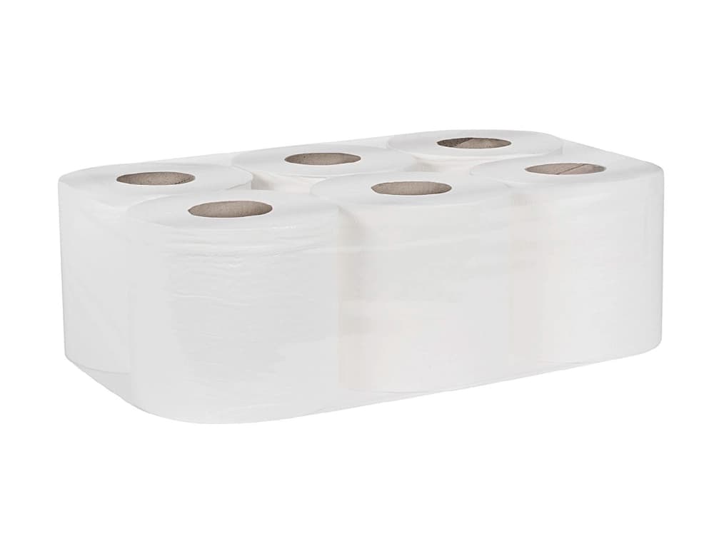 Papel secamanos bunzl greensource 2 capas celulosa blanca 200 mm x 150 mt paquete de 6 rollos