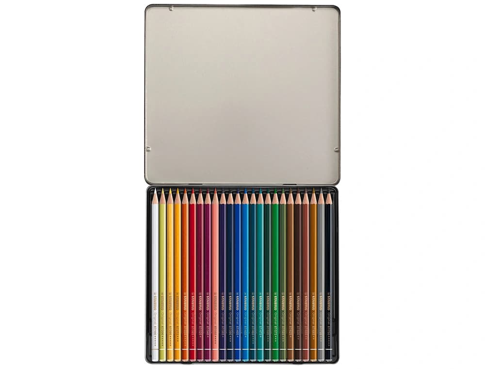 Lapices de colores stabilo acuarelables original arty estuche metalico de 24 colores surtidos