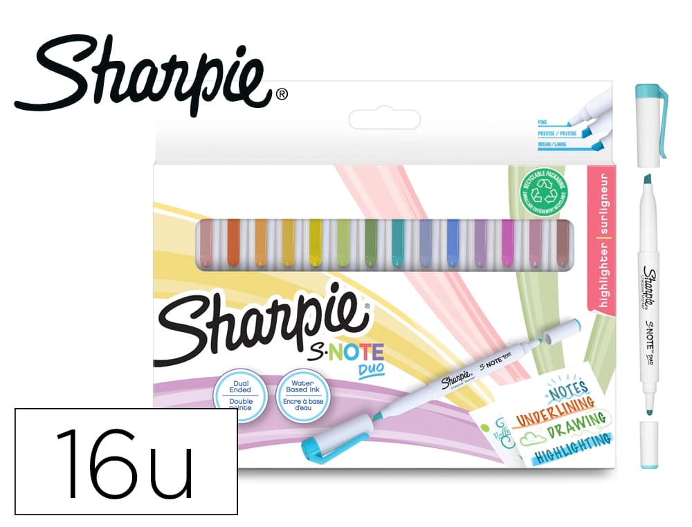 Sharpie Rotulador sharpie s-note duo blister de 16 unidades colores surtidos