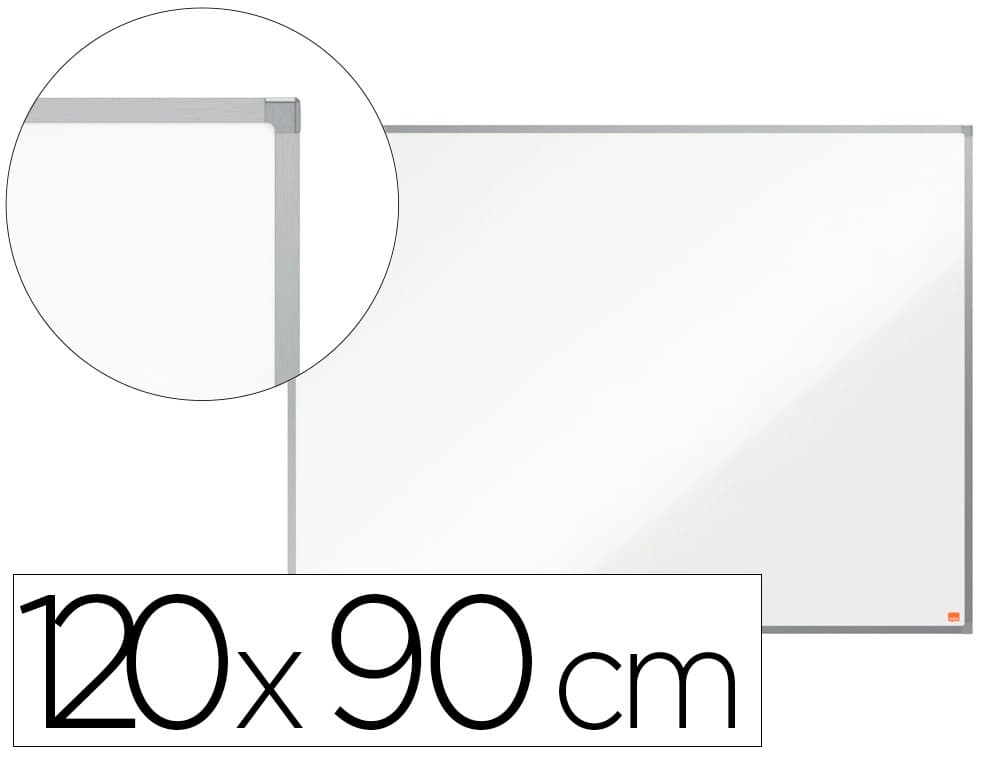 Nobo Pizarra blanca magnética Nobo Essence de acero lacado con marco de aluminio y bandeja, 1200 × 900 mm